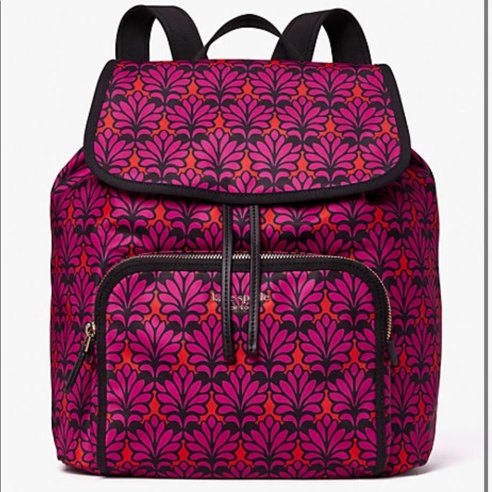 Kate Spade ♠️ Little Better Sam brocade-printed fabric medium backpack